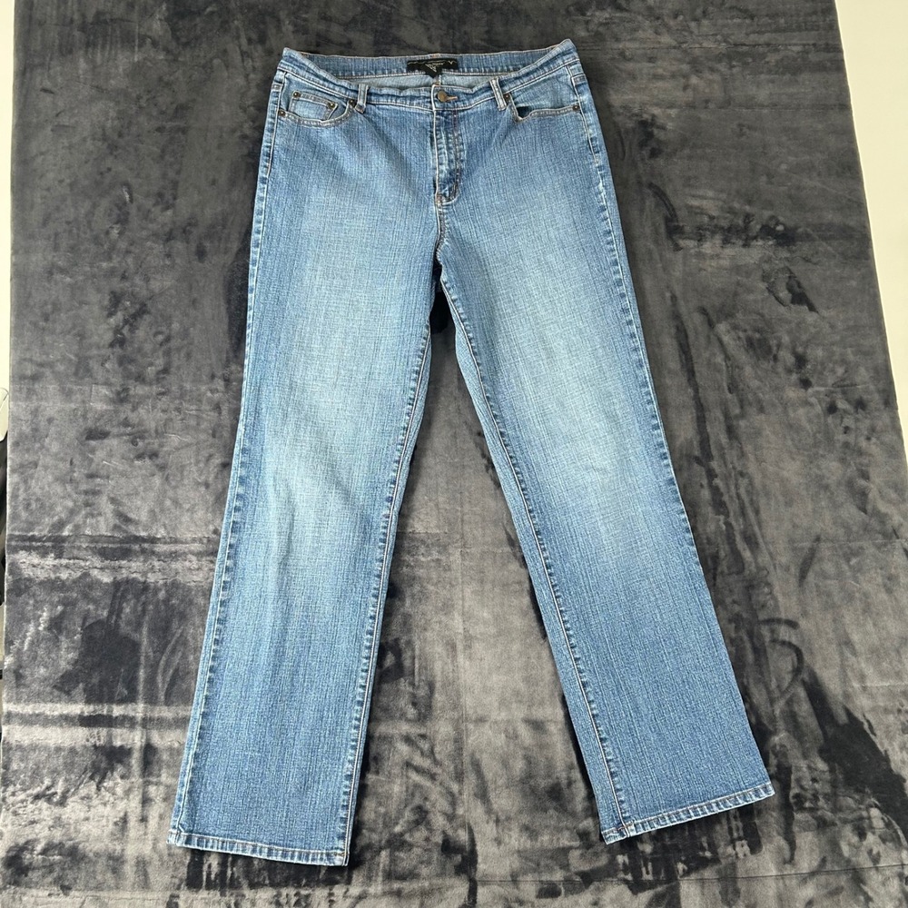 Venezia Jeans Womens 16 Tall Blue Straight Leg Medium Wash Stretch Denim